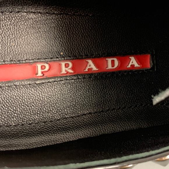 PRADA Size 7.5 Black Leather Studded Lace Up Laces - Picture 7 of 8